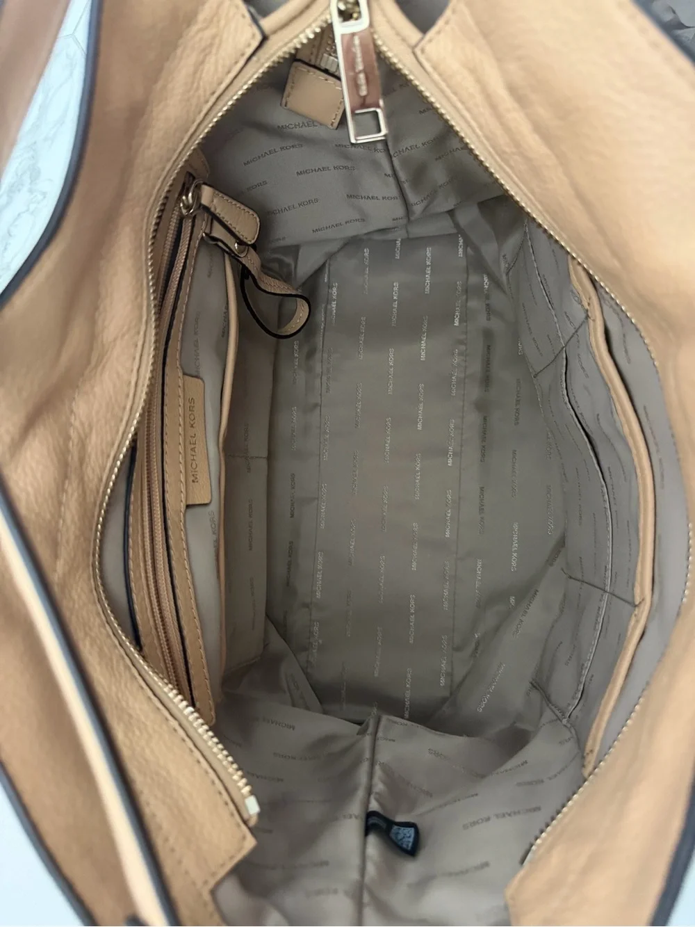 Michael Kors Beige/Tan Pebbled Leather Shoulder Hobo